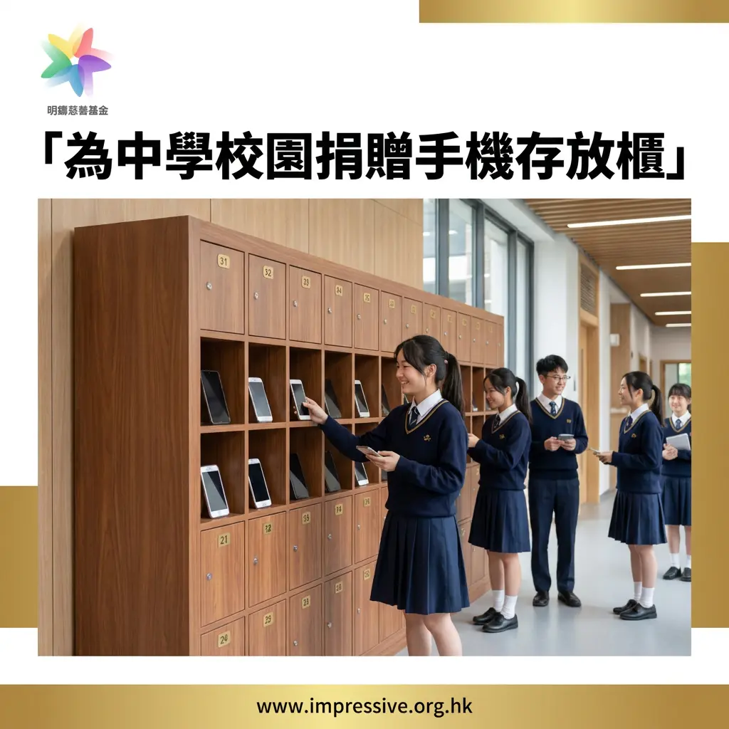 明鑄慈善基金致力於為中學校園度身訂造和捐贈手機存放櫃,以解決校園保安問題和維護課堂秩序。